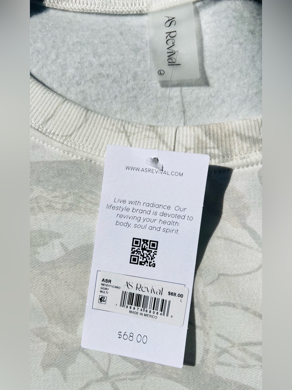 Altar’d State AS Revival Cream Camo Crop Sweatshirt NWT